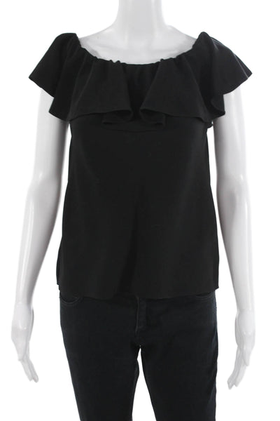 Polo Ralph Lauren Women Black Polyester Short Sleeve Blouse Size 2