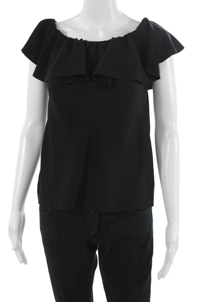 Polo Ralph Lauren Women Black Polyester Short Sleeve Blouse Size 2