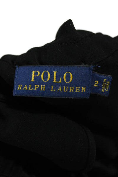 Polo Ralph Lauren Women Black Polyester Short Sleeve Blouse Size 2