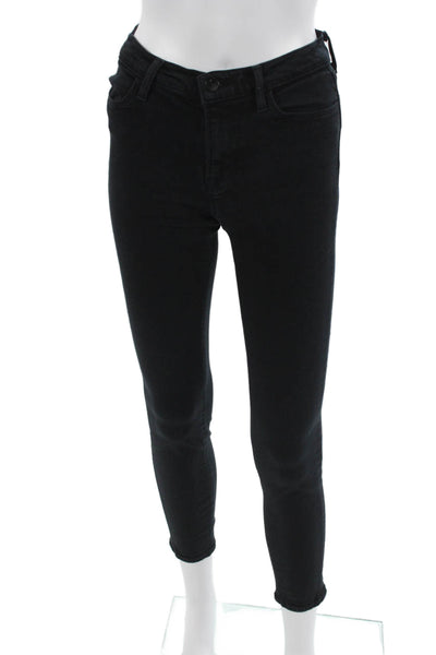 J Brand Womens Ankle Skinny Jeans Black Mid Rise Button Size 26