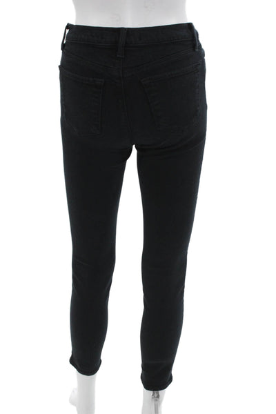 J Brand Womens Ankle Skinny Jeans Black Mid Rise Button Size 26