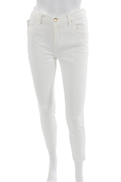 J Brand Women Ankle Skinny White Jeans High Rise Button Size 25
