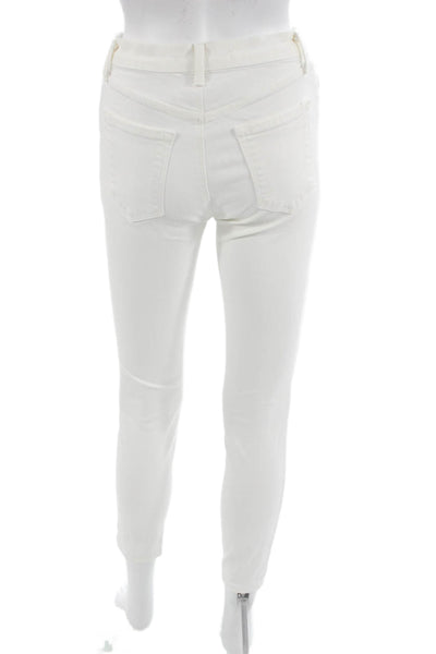 J Brand Women Ankle Skinny White Jeans High Rise Button Size 25