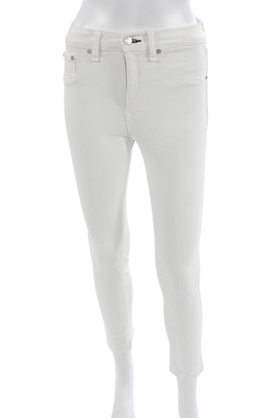 Rag & Bone Jean Womens Skinny Ankle Jeans White High Rise Size 26