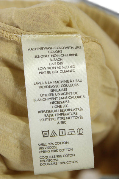 Anthropologie Women Floral Capri Cargo Pants Beige Cotton Size XS Petite