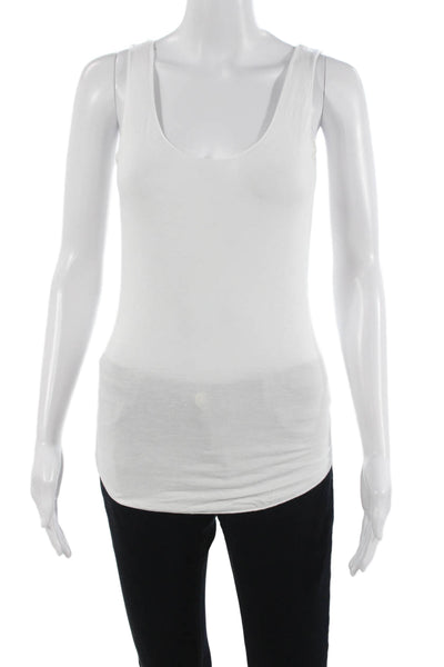 Majestic Filatures Women Basic Sleeveless Tank White Round Neck Viscose Size 1
