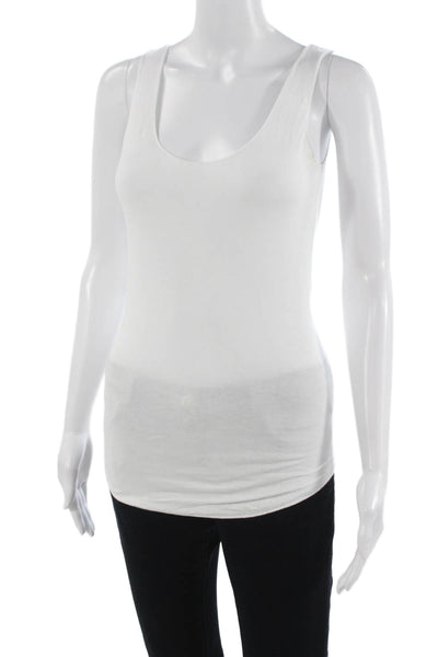 Majestic Filatures Women Basic Sleeveless Tank White Round Neck Viscose Size 1