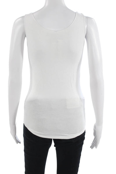 Majestic Filatures Women Basic Sleeveless Tank White Round Neck Viscose Size 1