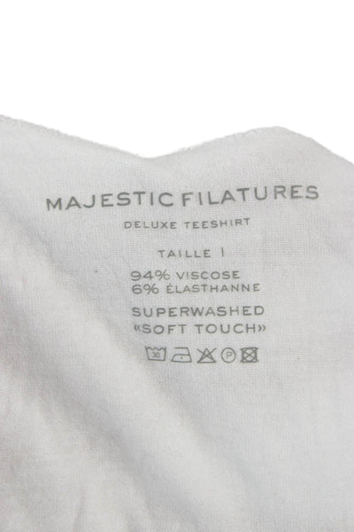 Majestic Filatures Women Basic Sleeveless Tank White Round Neck Viscose Size 1
