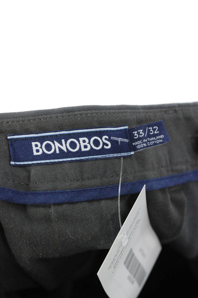 Bonobos Mens Chinos Dark Gray 100% Cotton Button Fly Size 33