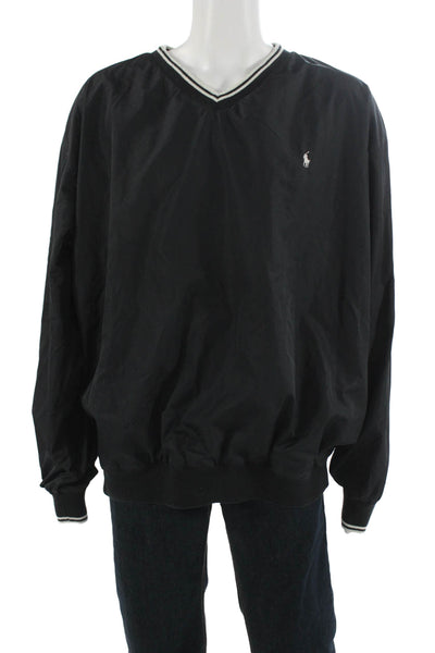 Polo Golf Ralph Lauren Mens Pullover Sweatshirt Black V Neck Size 2XL