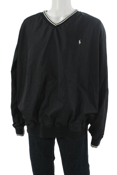 Polo Golf Ralph Lauren Mens Pullover Sweatshirt Black V Neck Size 2XL