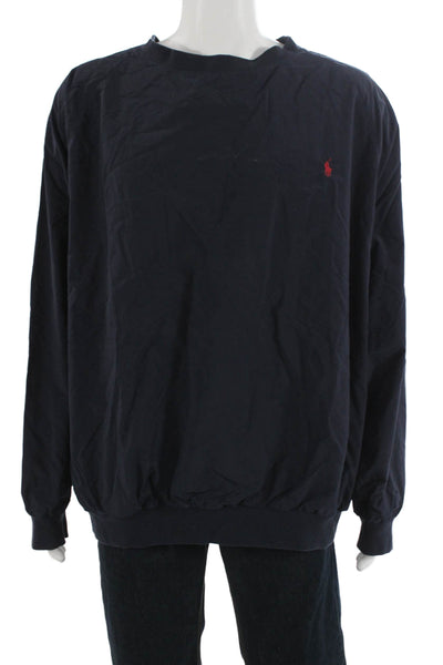 Polo Ralph Lauren Mens Dark Blue Pullover Sweatshirt Crew Neck Nylon Size XL