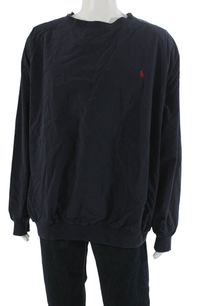 Polo Ralph Lauren Mens Dark Blue Pullover Sweatshirt Crew Neck Nylon Size XL