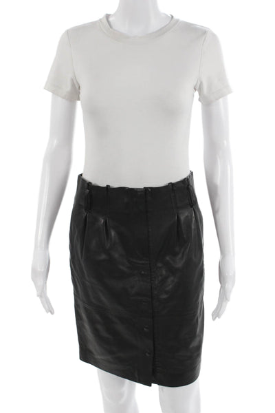 IRO Women Straight Pencil Lamb Leather Skirt Black Size S