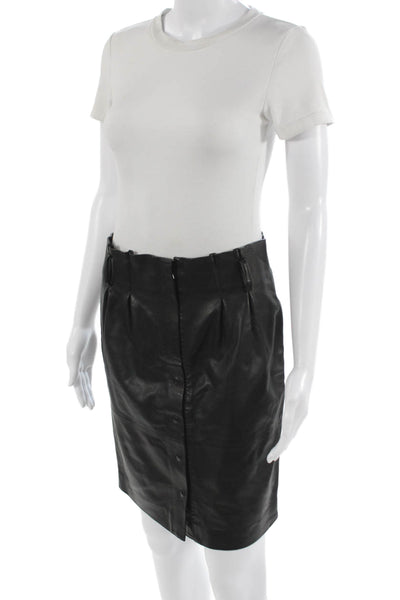 IRO Women Straight Pencil Lamb Leather Skirt Black Size S