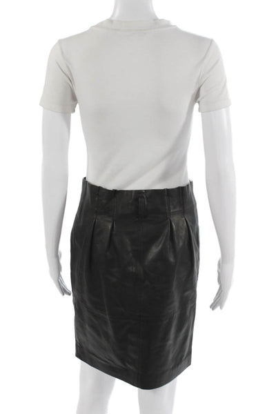 IRO Women Straight Pencil Lamb Leather Skirt Black Size S