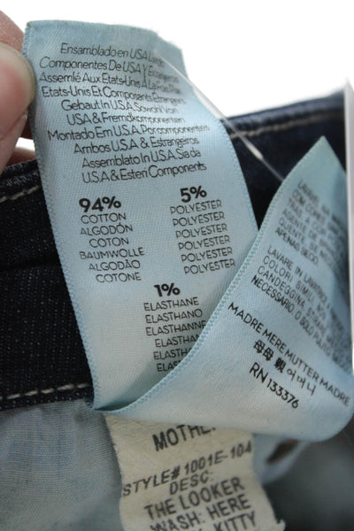 Mother Women Ankle Cropped Skinny Jeans Dark Blue Button Mid Rise Size 26