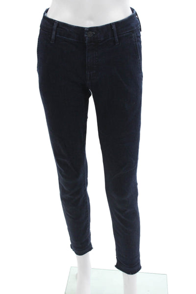 Mother Womens Cropped Ankle Jeans Dark Blue Mid Rise Size 27