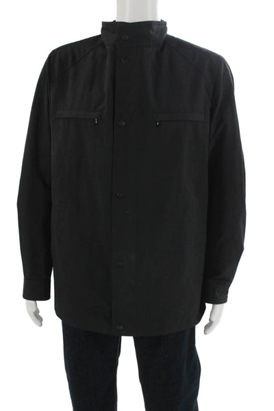 Sanyo Mens Military Jacket Black Button High Neck Cotton Polyester Size L
