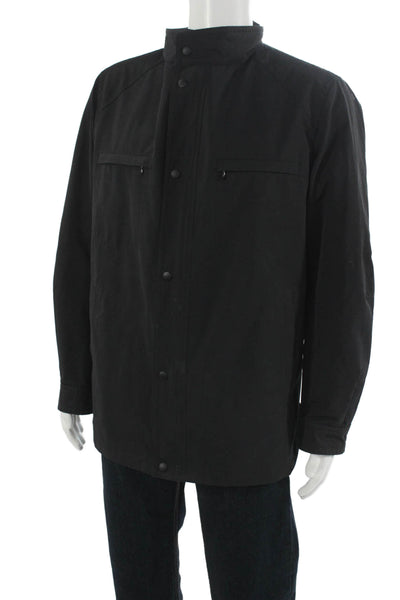 Sanyo Mens Military Jacket Black Button High Neck Cotton Polyester Size L
