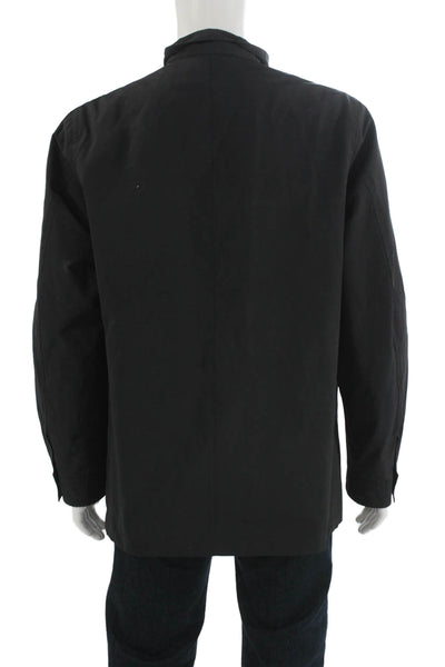 Sanyo Mens Military Jacket Black Button High Neck Cotton Polyester Size L