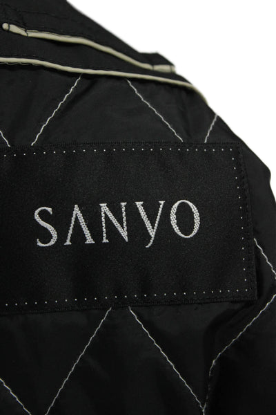 Sanyo Mens Military Jacket Black Button High Neck Cotton Polyester Size L