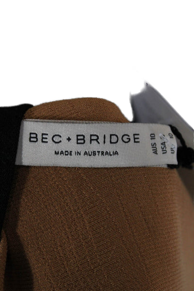 Bec & Bridge Women Straight Pencil Skirt Brown Knee Length Viscose Size 6
