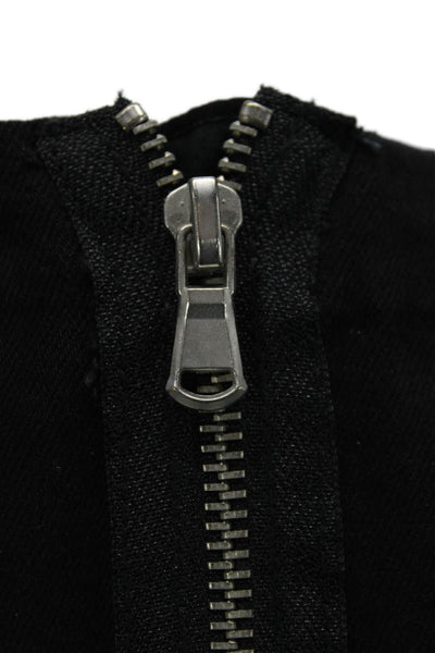 Zara Womens 80s Bodycon Mini Dress Black V Neck Long Sleeve Cotton Blend Size L