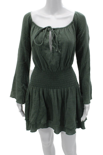 Majorelle Women Fit & Flare Mini Green Long Sleeve Dress Size M