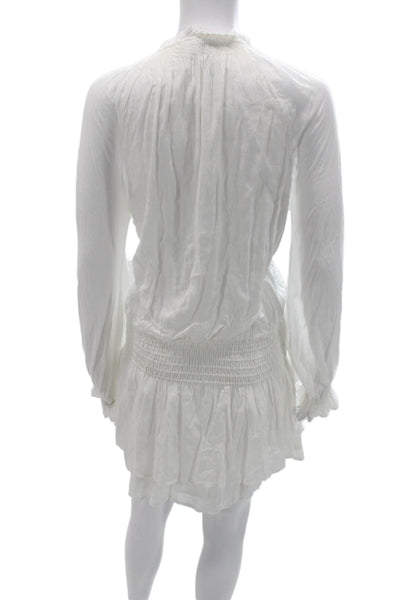 Paige Women Kaftan White Dress Long Sleeve Bohemian Size M