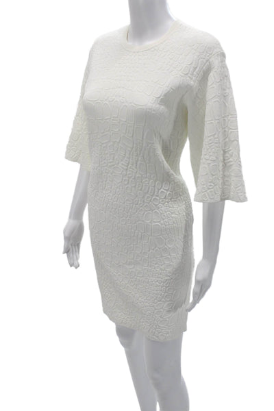 Alexander McQueen Women White Animal Print Sweater Dress 3/4 Sleeve Size M