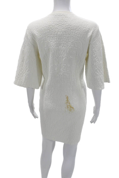Alexander McQueen Women White Animal Print Sweater Dress 3/4 Sleeve Size M