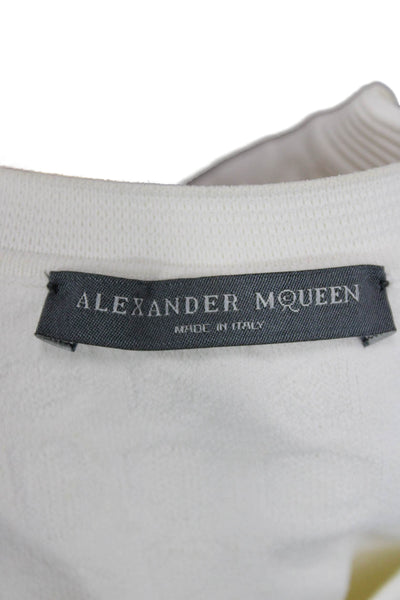 Alexander McQueen Women White Animal Print Sweater Dress 3/4 Sleeve Size M