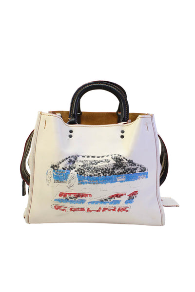 Coach Womens Leather Rogue Multi-Compartment Shoulder Bag White