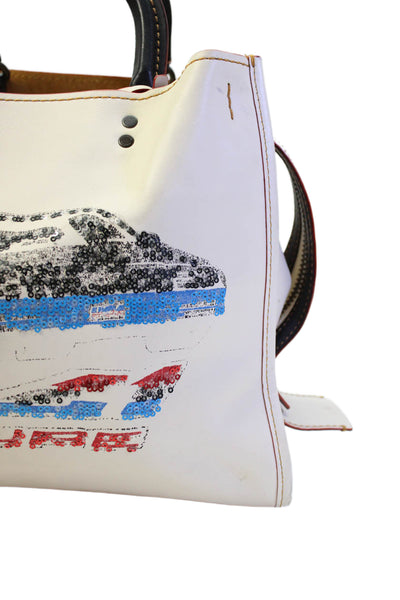 Coach Womens Leather Rogue Multi-Compartment Shoulder Bag White