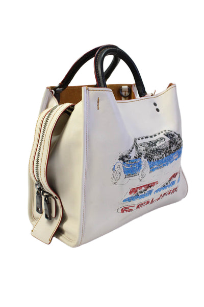Coach Womens Leather Rogue Multi-Compartment Shoulder Bag White