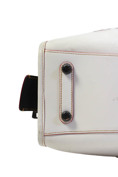 Coach Womens Leather Rogue Multi-Compartment Shoulder Bag White