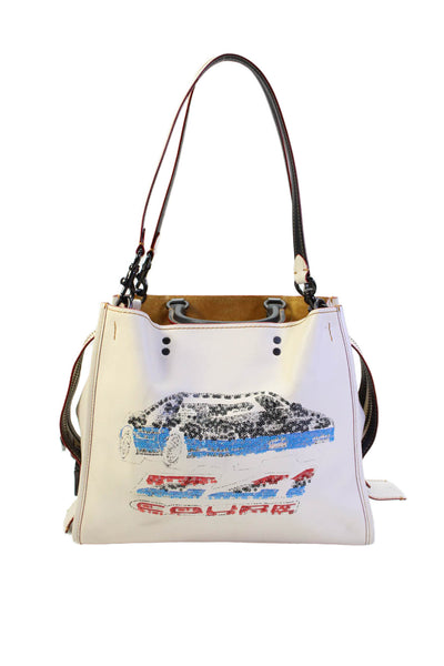 Coach Womens Leather Rogue Multi-Compartment Shoulder Bag White