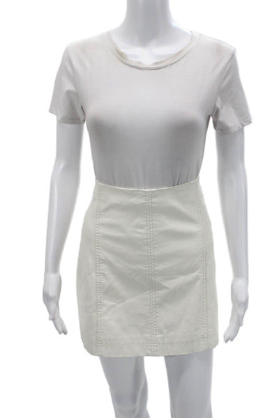 Free People Womens A-Line Mini Skirt White 100% Polyurethane Size 8