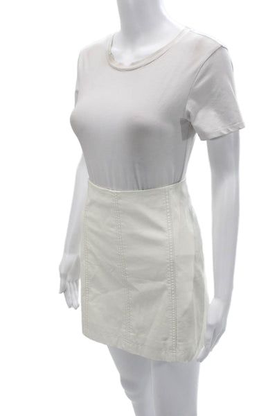 Free People Womens A-Line Mini Skirt White 100% Polyurethane Size 8