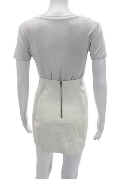 Free People Womens A-Line Mini Skirt White 100% Polyurethane Size 8