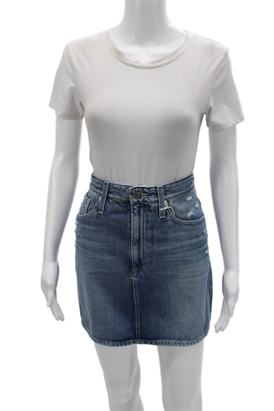 AG Adriano Goldschmied Womens Blue Cotton Mini Pencil Skirt Size 29
