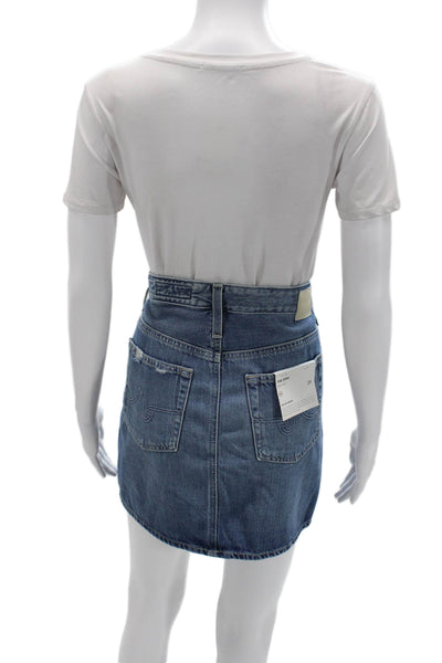 AG Adriano Goldschmied Womens Blue Cotton Mini Pencil Skirt Size 29