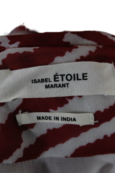 Isabel Marant Etoile Women Red Animal Print Wrap Mini Skirt Viscose Size 42