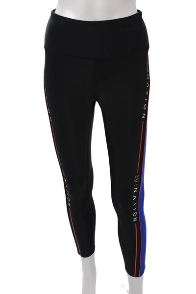 PE Nation Women Ankle Striped Black Leggings Size S