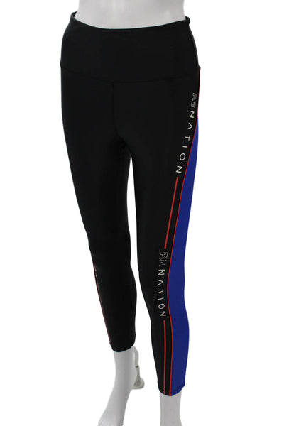 PE Nation Women Ankle Striped Black Leggings Size S