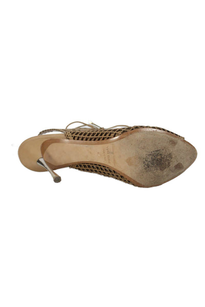 Nicholas Kirkwood Womens Leather Open Toe Heels Beige Size 40 10