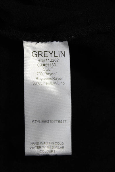 Greylin Anthropologie Womens Black Boho Button-Up 3/4 Sleeve Blouse Size S