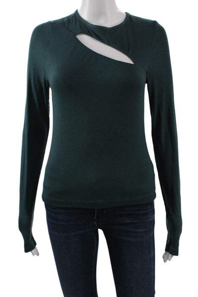 LA Made Womens Long Sleeve Green MicroModal Top Size S